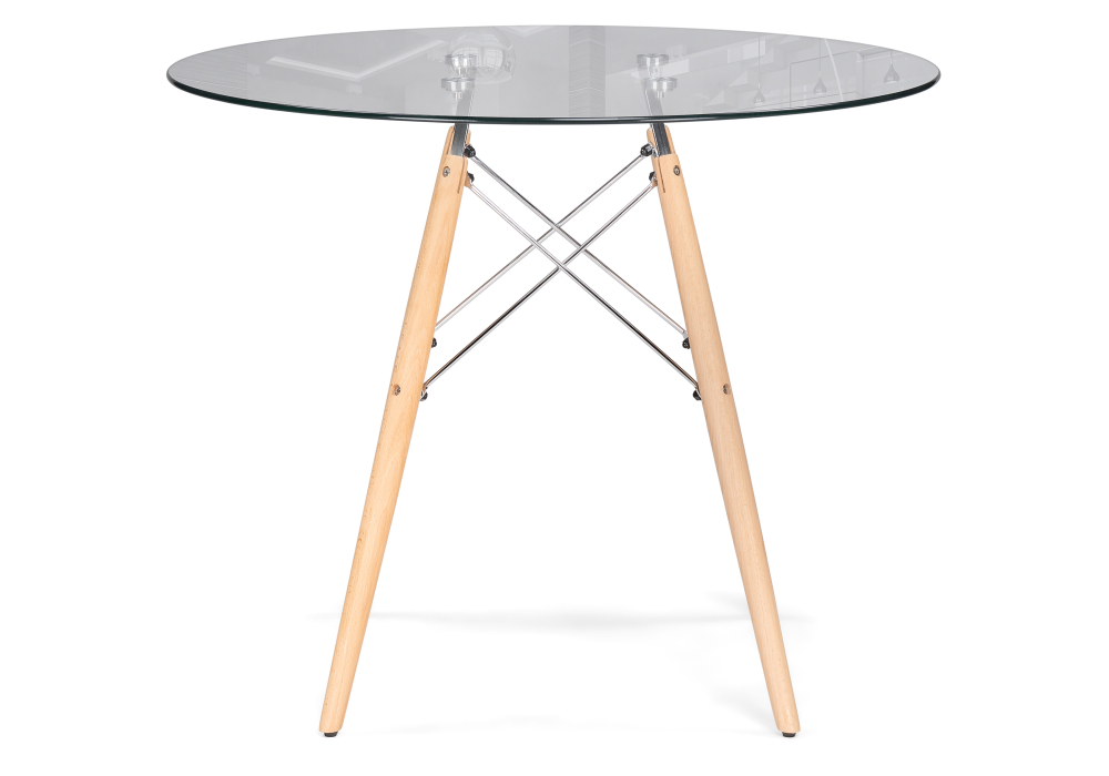 фото стол стеклянный woodville pt-151 80х80х76 clear glass / wood 15486 | 220svet.ru