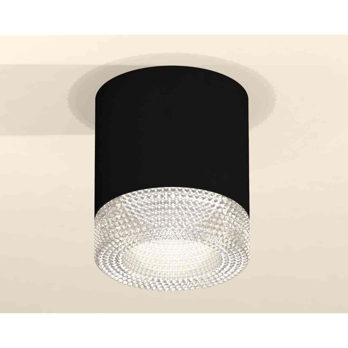 фото комплект накладного светильника ambrella light techno spot xs7402010 sbk/cl черный песок/прозрачный (c7402, n7191) | 220svet.ru