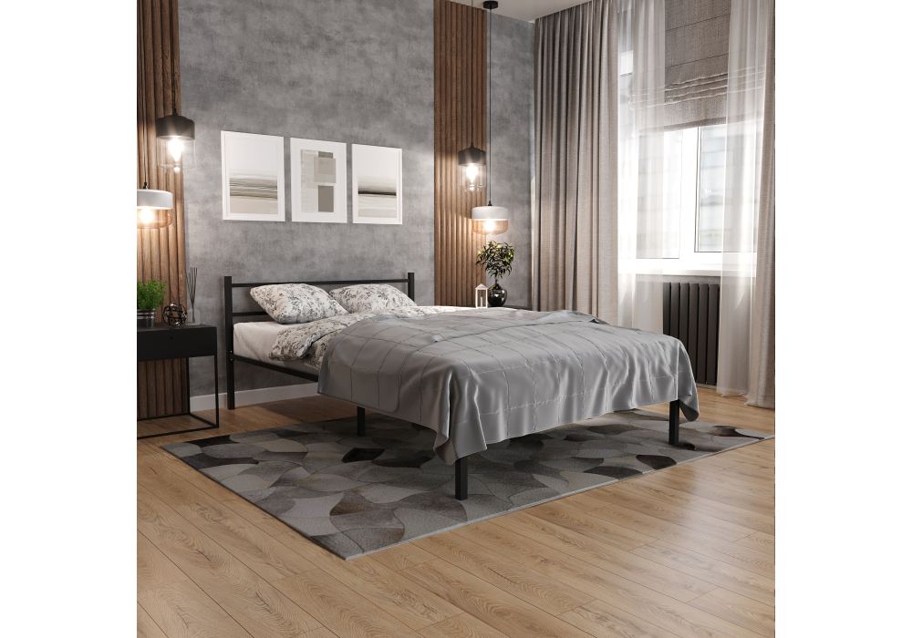 фото кровать полутораспальная woodville фади 120х200 черная 491584 | 220svet.ru