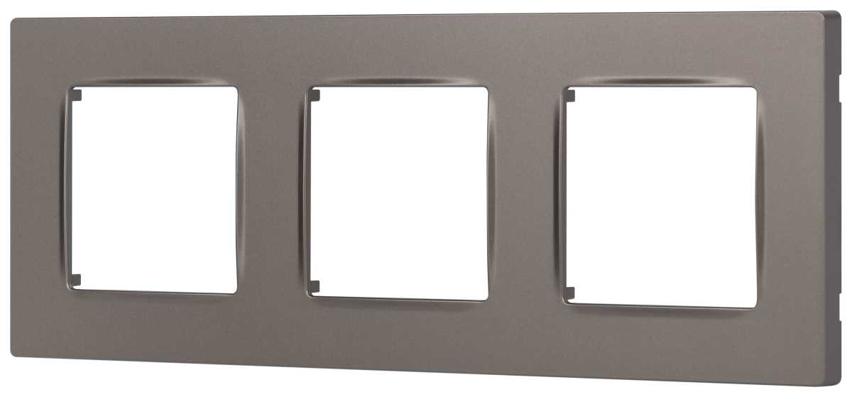 фото рамка для розеток и выключателей эра серия 12 12-5203-16 на 3 поста, классик, титан б0067790 | 220svet.ru