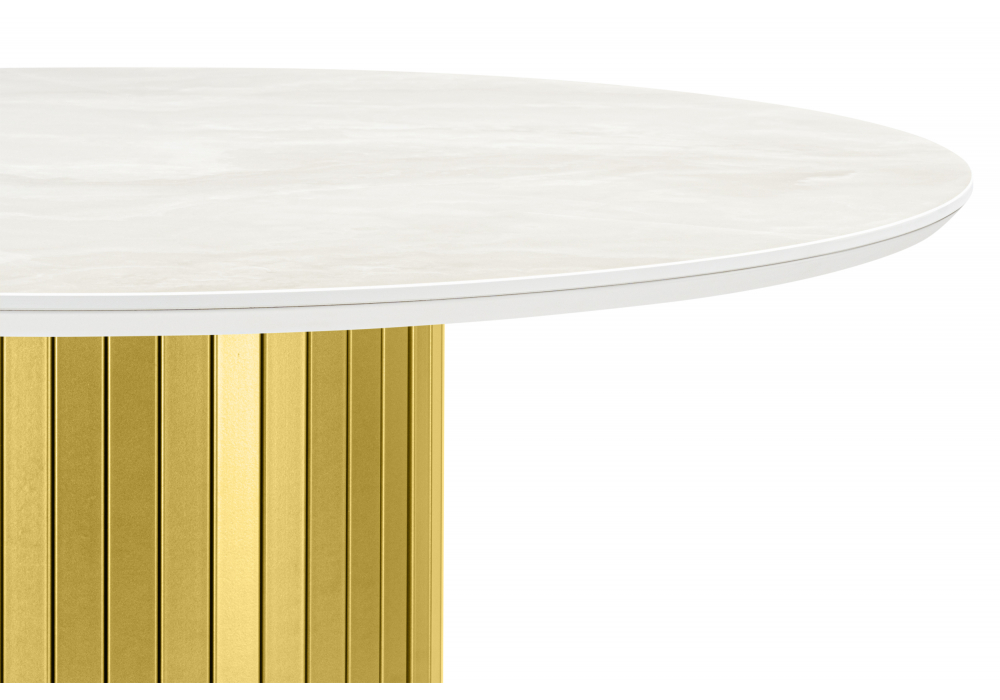 фото керамический стол woodville гравент 110 onyx bianco soft satin / золотой 625608 | 220svet.ru