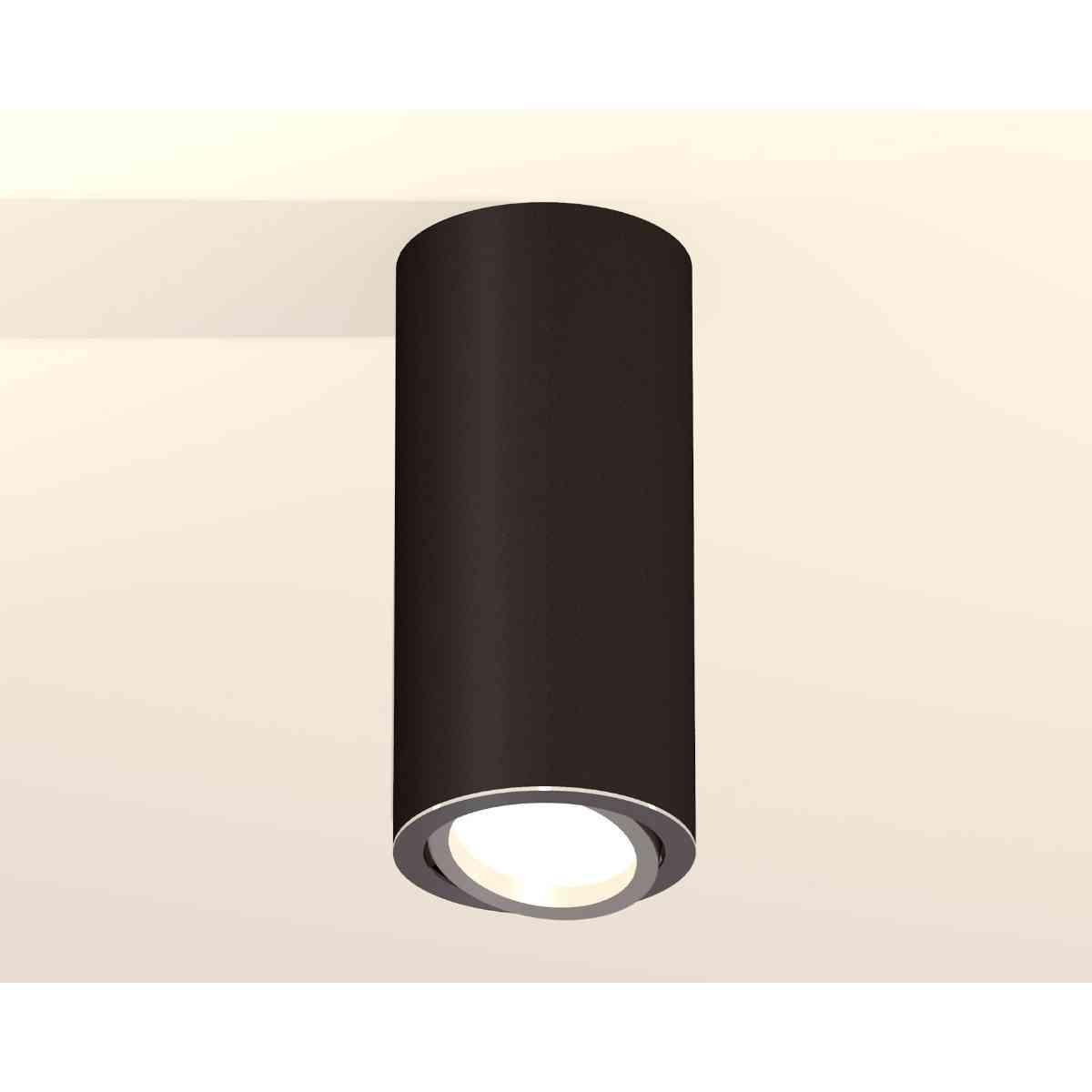 фото комплект накладного светильника ambrella light techno spot xs7443003 sbk/psl черный песок/серебро полированное (c7443, n7003) | 220svet.ru