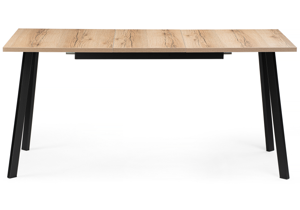 фото стол деревянный woodville колон лофт 120 25 мм дуб делано светлый / матовый черный 489607 | 220svet.ru
