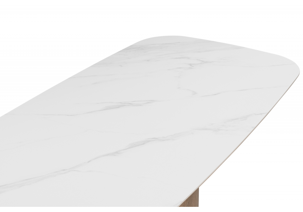 фото керамический стол woodville эллипсо 200х90 snow white / дуб американский 664910 | 220svet.ru