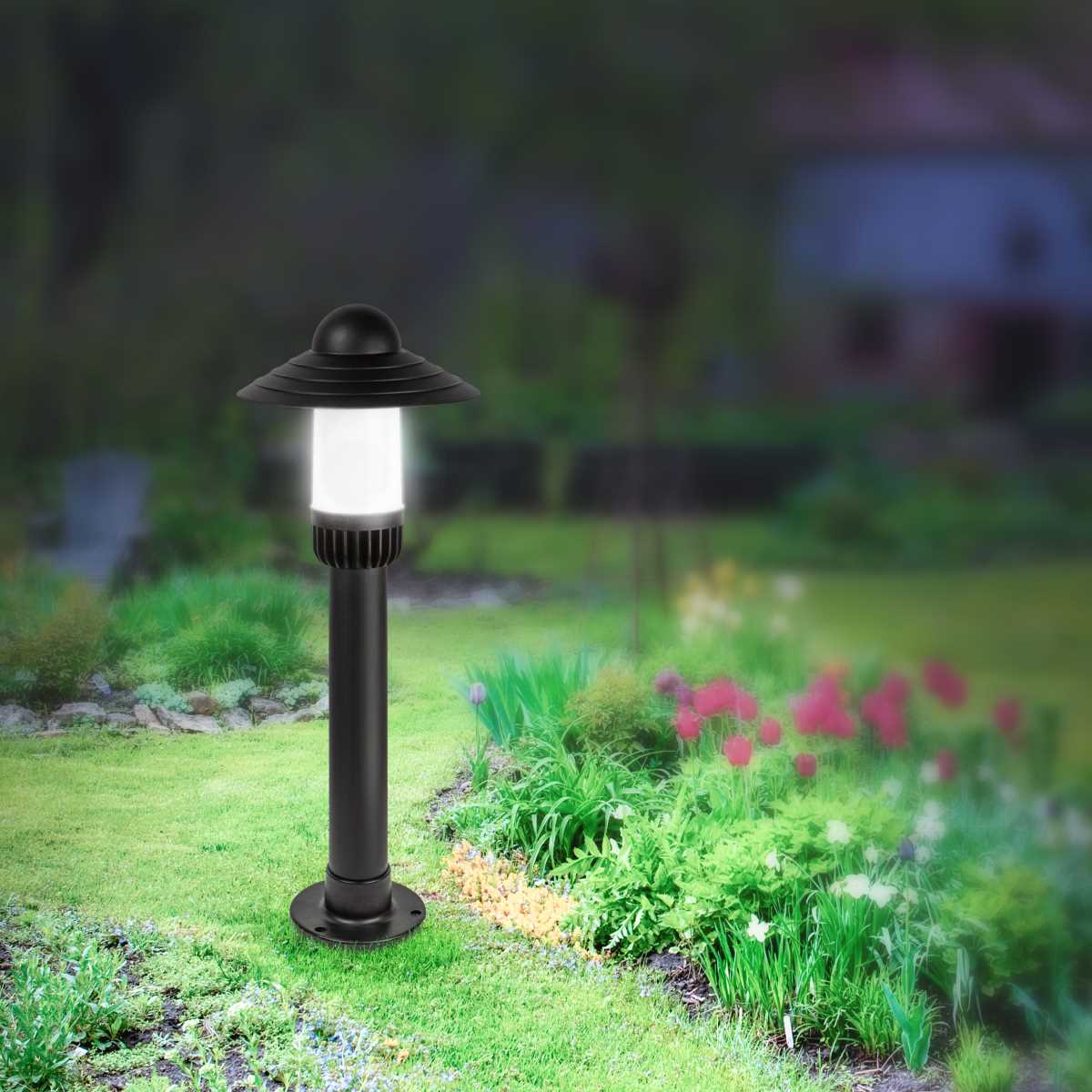 фото садово-парковый светильник эра «поллар» нту 01-60-008 напольный черный ip54 е27 max60вт h660мм б0057494 | 220svet.ru