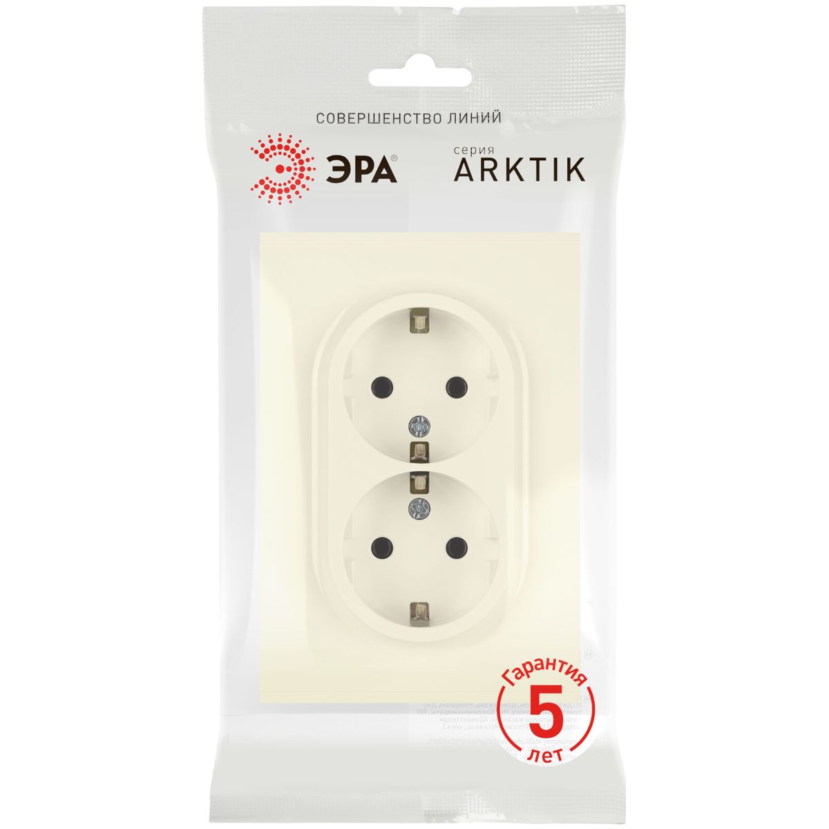 фото розетка эра arktik 16-2104-02 двойная с заземлением 2x2p+e schuko 16а-250в слоновая кость б0070445 | 220svet.ru