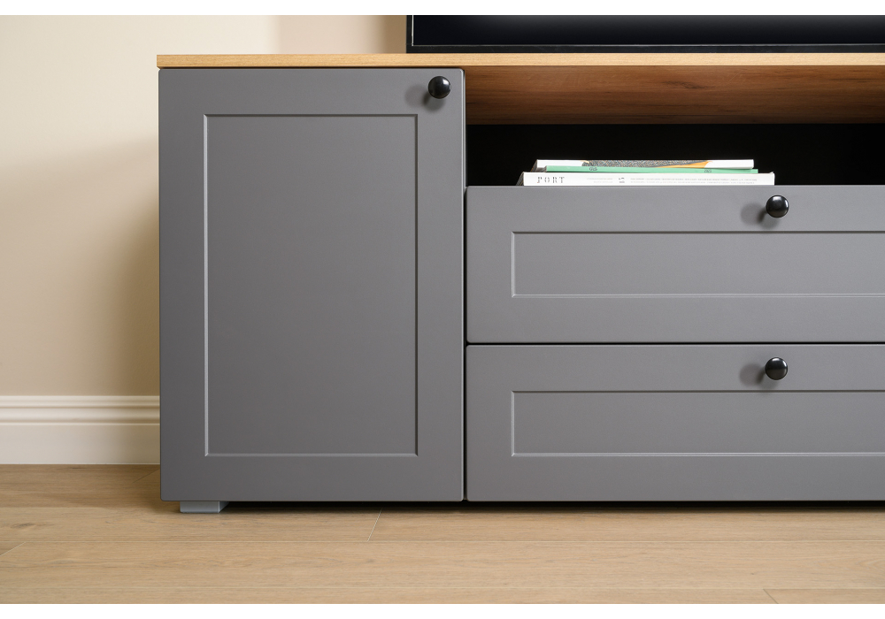 фото тв-тумба woodville опра серый графит / дуб золотой craft 676803 | 220svet.ru