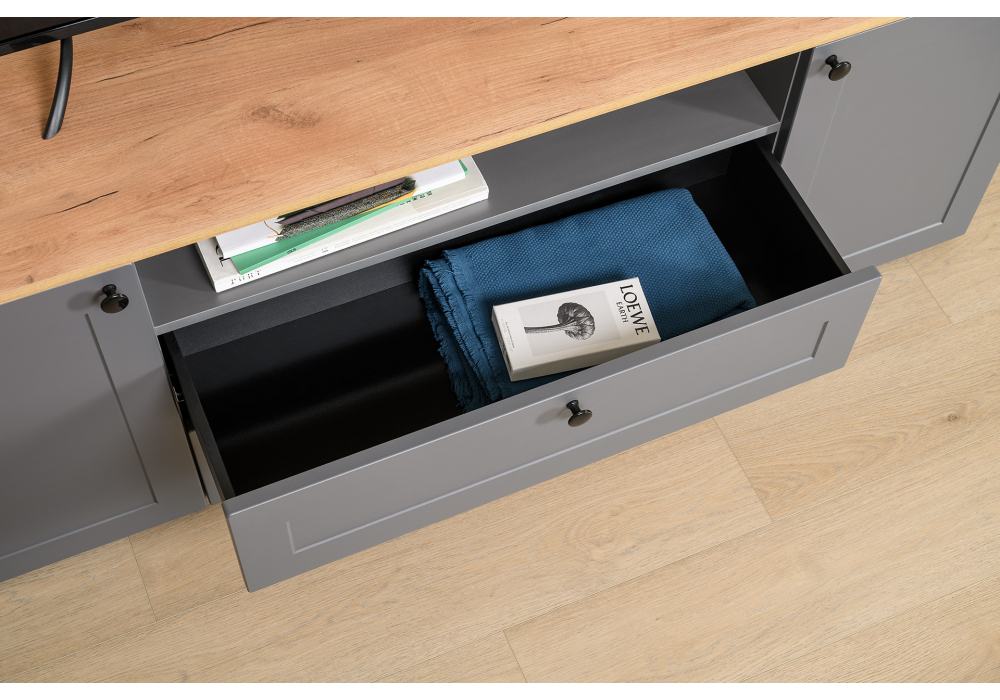 фото тв-тумба woodville опра серый графит / дуб золотой craft 676803 | 220svet.ru