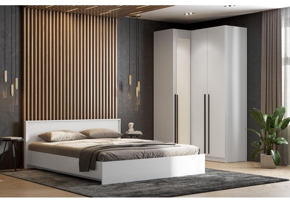 фото двуспальная кровать woodville бирма 160x200 белое дерево 714300 | 220svet.ru