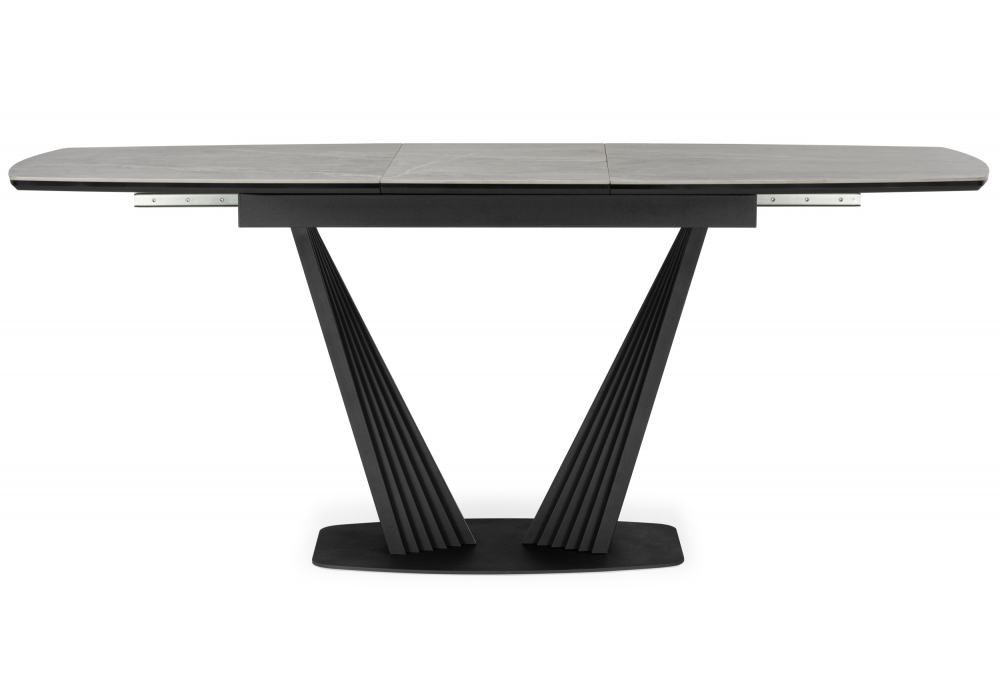 фото керамический стол раскладной 140(180)х80 woodville вейл larka grey / черный 625961 | 220svet.ru