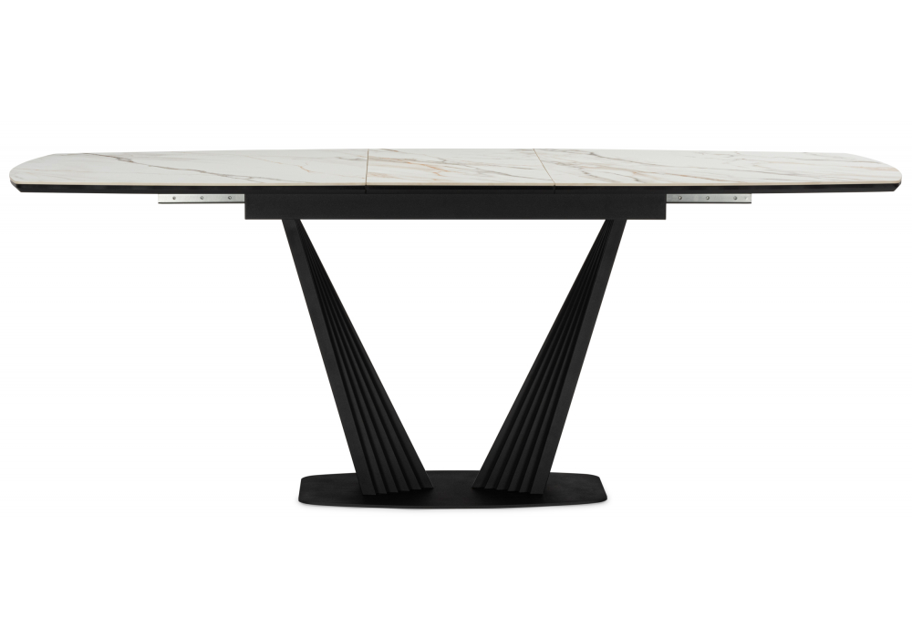 фото керамический стол раскладной 160(205)х89 woodville вейл gilt white / черный 626060 | 220svet.ru