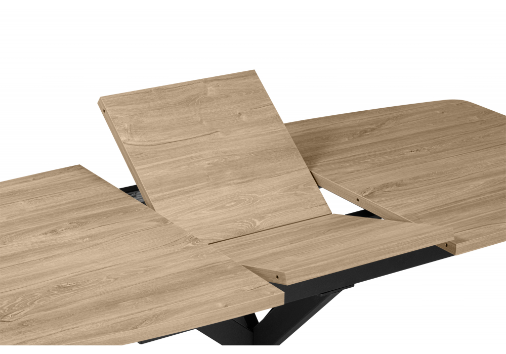 фото стол деревянный раскладной 130(170)x80 woodville индиана дуб кунео / черный 631622 | 220svet.ru