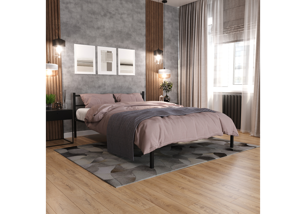 фото кровать полутораспальная  woodville фади 140х200 черная 491586 | 220svet.ru