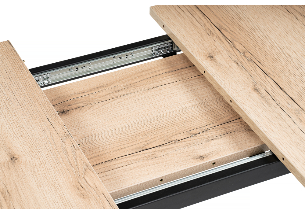 фото стол деревянный woodville колон лофт 120 25 мм дуб делано светлый / матовый черный 489607 | 220svet.ru