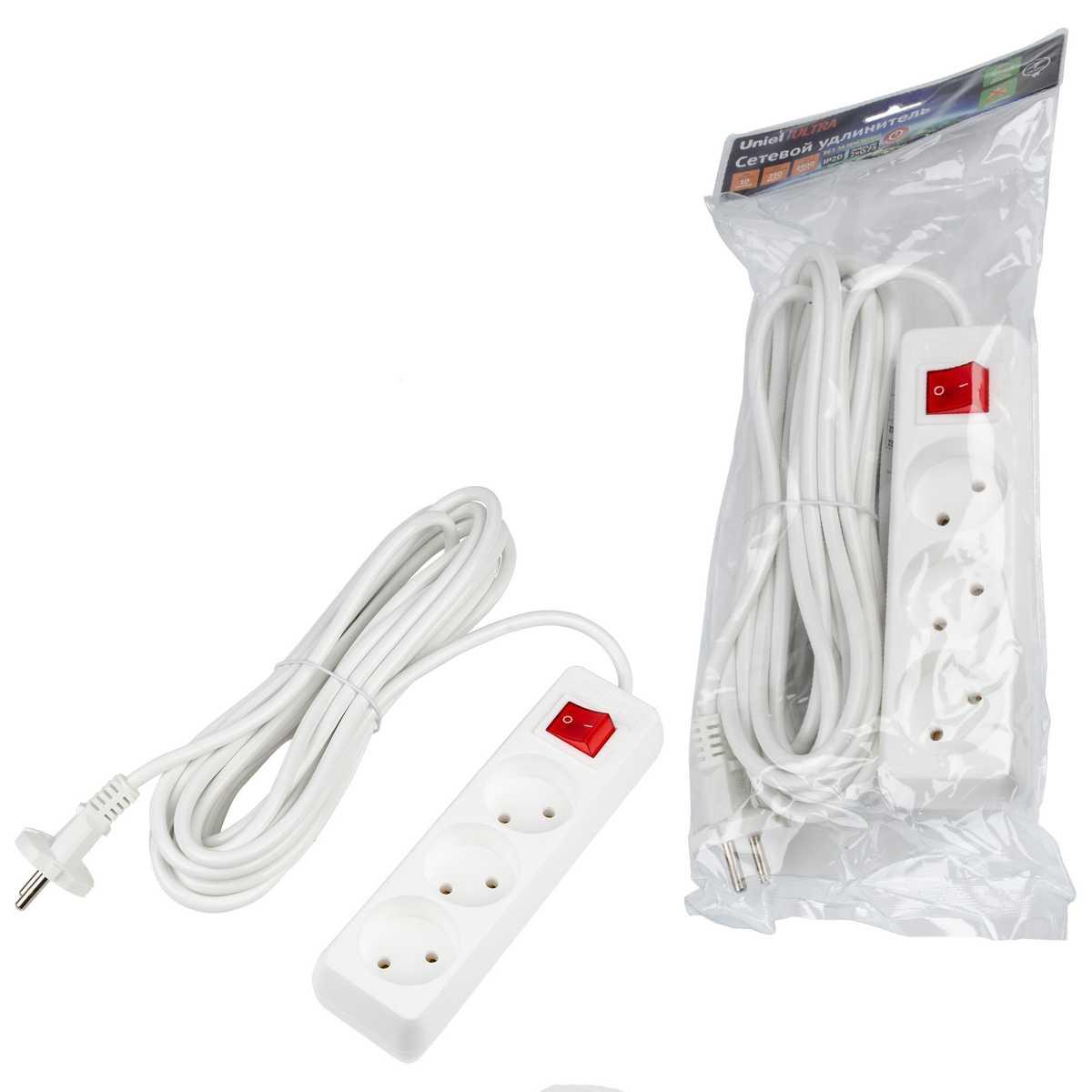 фото удлинитель uniel ultra 3гн х 10м б/з s-cu3-7b white ul-00009997 | 220svet.ru