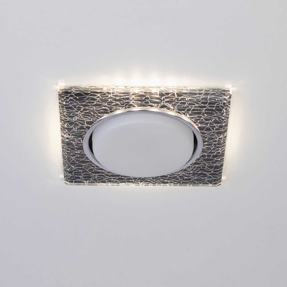 фото светильник встраиваемый cо светодиодной подсветкой эра dk ld50 wh/bk под лампу gx53 белый/черный б0057469 | 220svet.ru