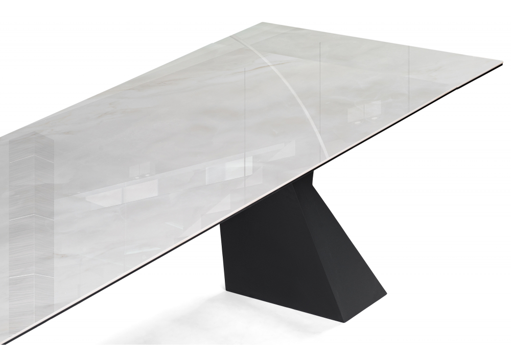 фото керамический стол раскладной woodville денхольм 240(290)х100х75 rystal onyx bianco / черный 588037 | 220svet.ru