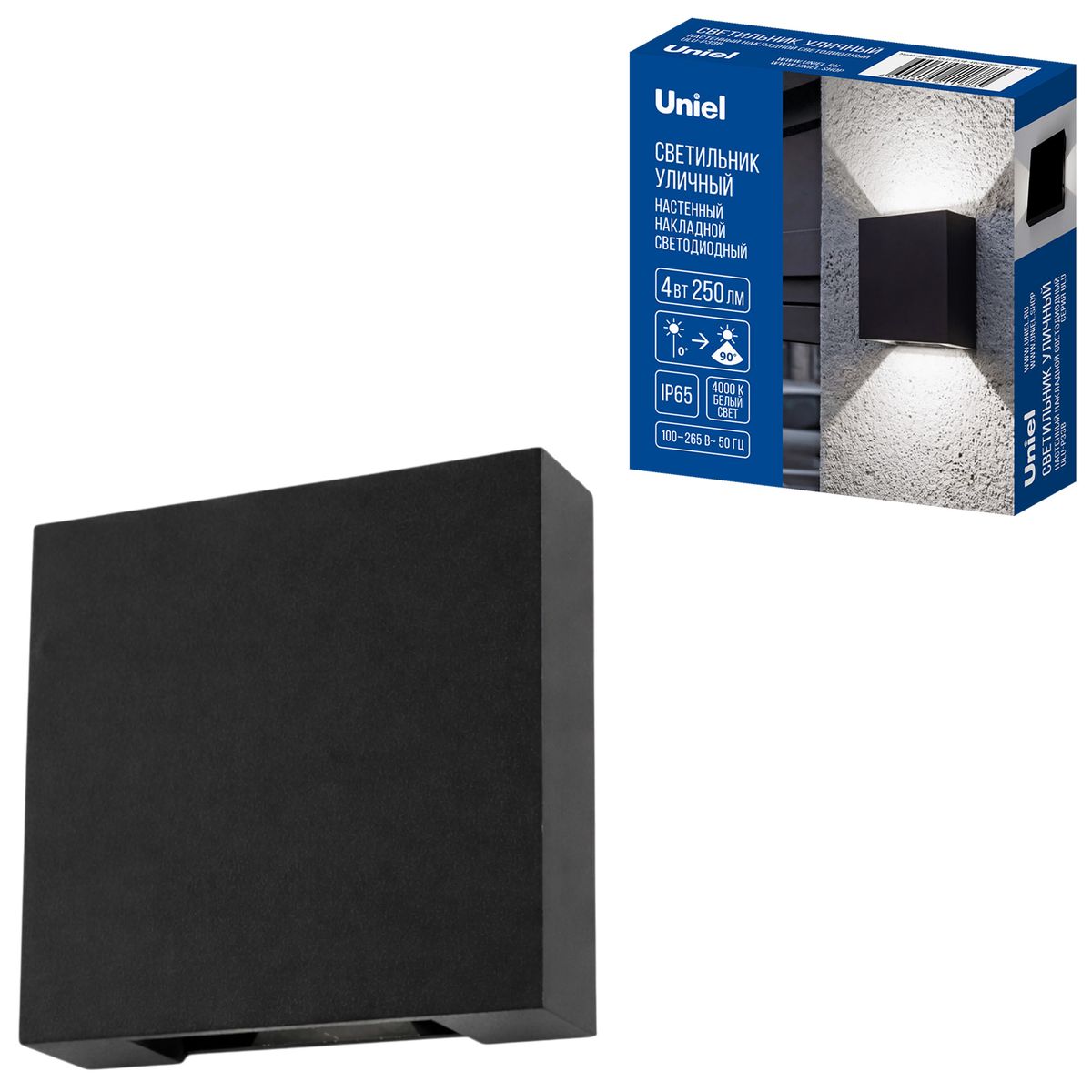 фото уличный настенный светильник uniel ulu-p33b-4w/4000k ip65 black ul-00013622 | 220svet.ru