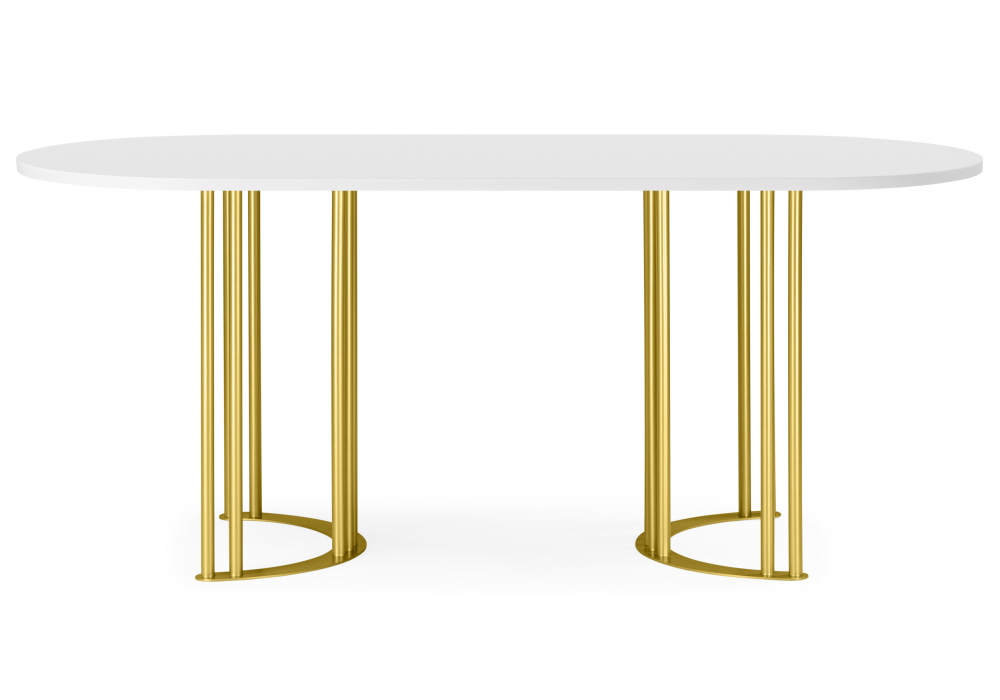 фото стол деревянный woodville хьюго о 180х90 белая шагрень пленка / золотые ноги 620416 | 220svet.ru