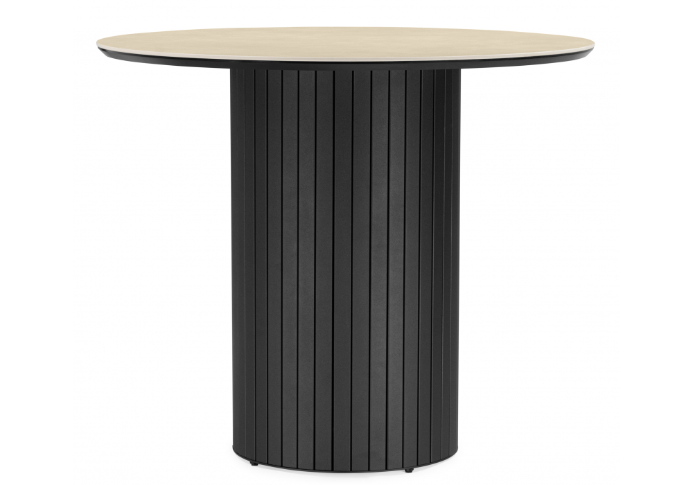 фото керамический стол woodville гравент 90 okara light yellow / черный 664932 | 220svet.ru