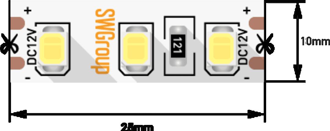 фото лента swg 12w/m 120led/m 2835smd холодный белый 5m swg2120-12-12-w-м 009238 | 220svet.ru