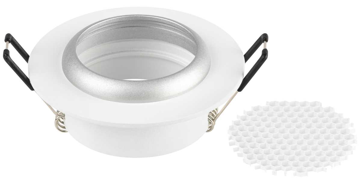 фото светильник встраиваемый алюминиевый эра kl109 wh/sl под лампу mr16 gu5.3 белый/серебро матовый б0061829 | 220svet.ru