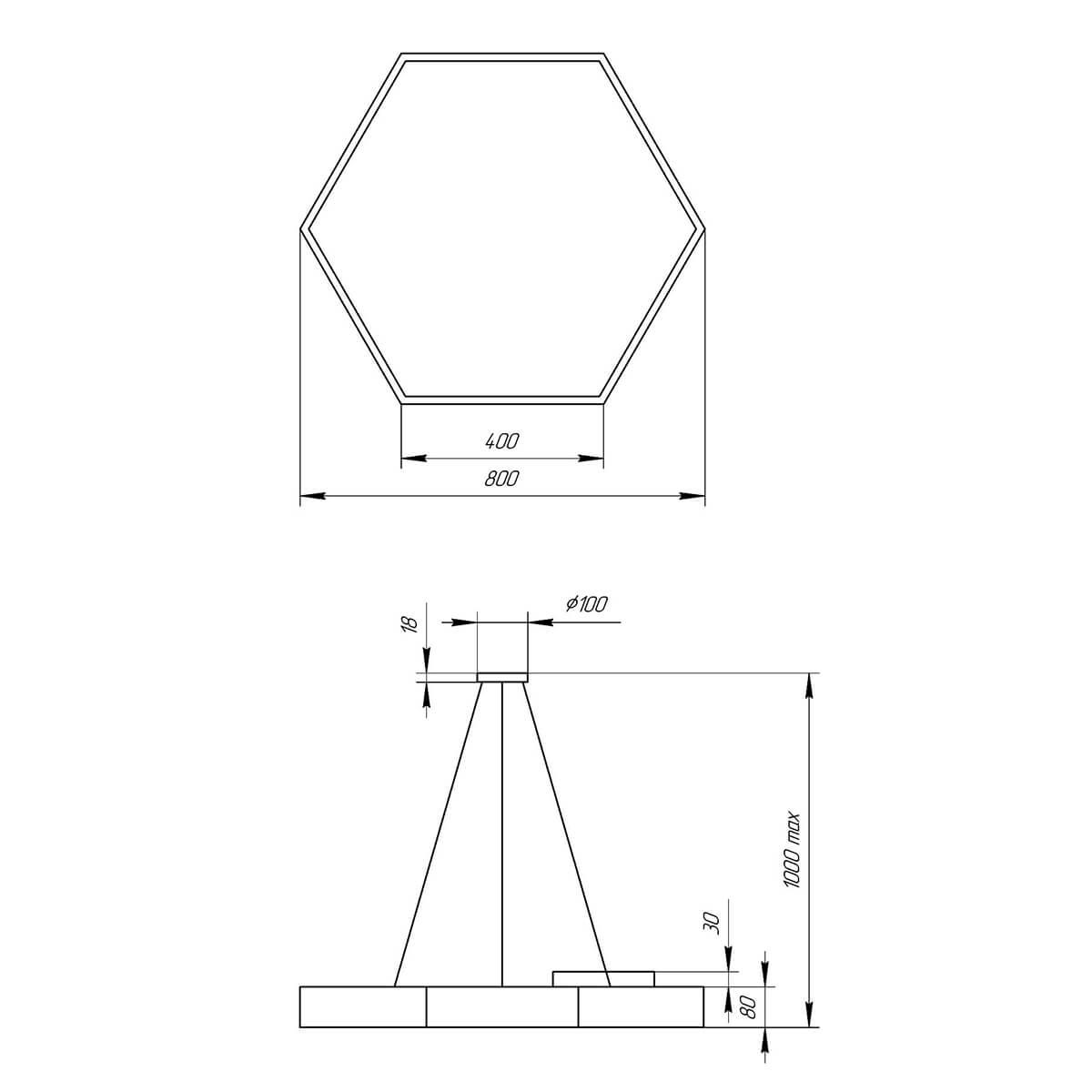 фото подвесной светодиодный cветильник эра hexagon spo-122-b-40k-066 66вт 4000к черный б0050553 | 220svet.ru
