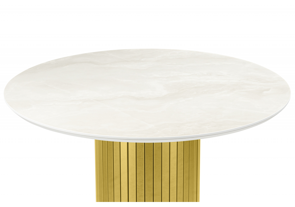 фото керамический стол woodville гравент 110 onyx bianco soft satin / золотой 625608 | 220svet.ru