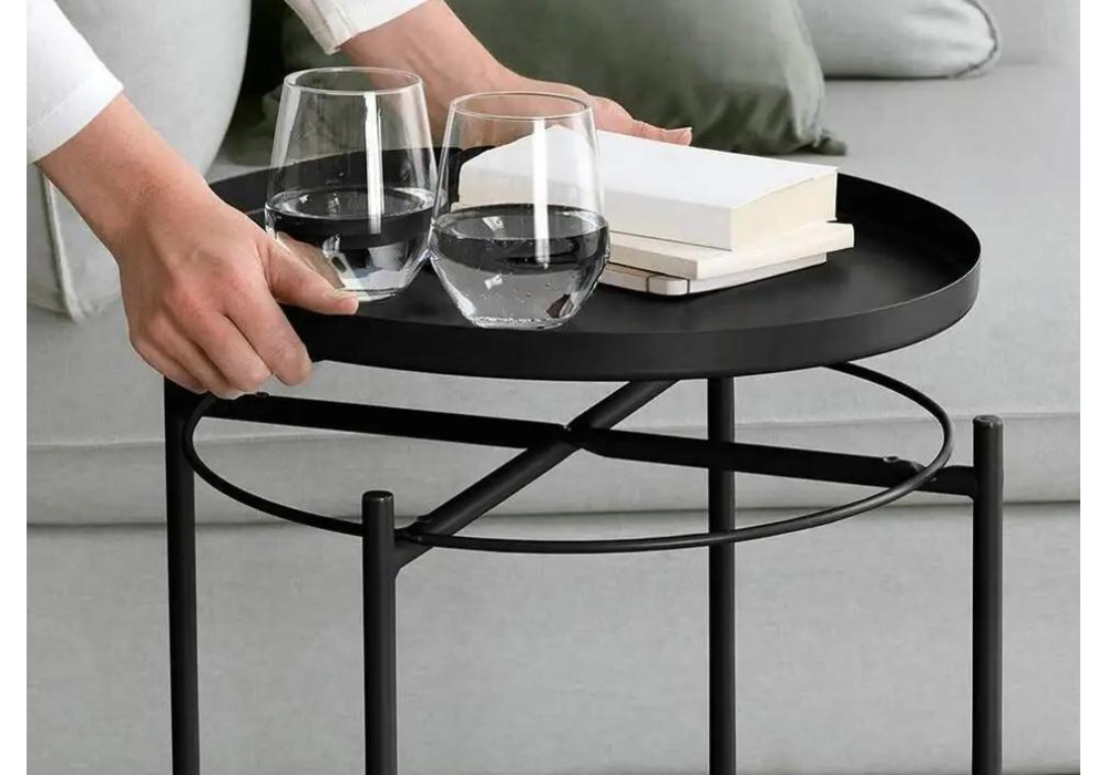 фото журнальный стол woodville tray 1 black 15394 | 220svet.ru