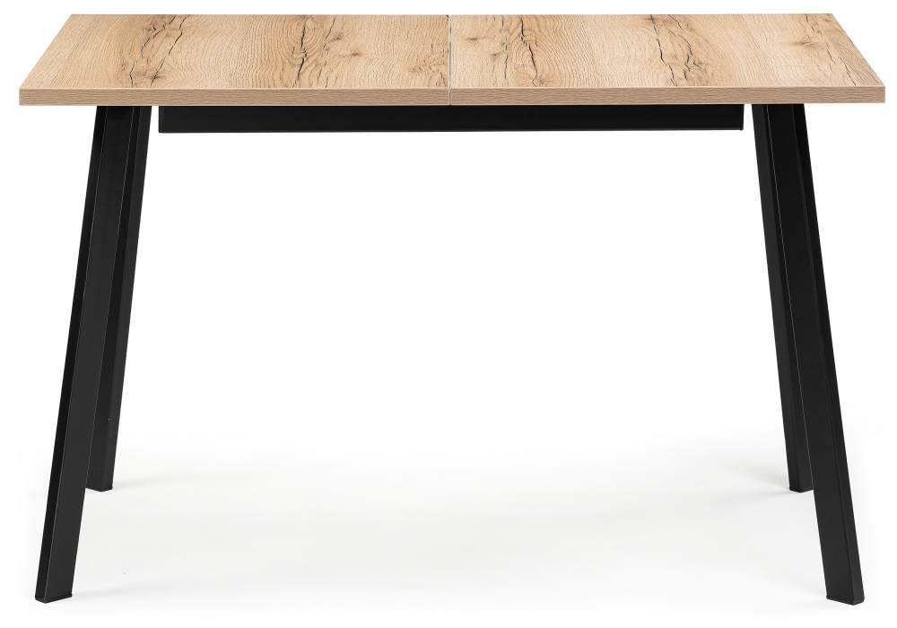 фото стол деревянный woodville колон лофт 120 25 мм дуб делано светлый / матовый черный 489607 | 220svet.ru