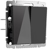 Миниатюра фото выключатель двухклавишный проходной черный акрил werkel w1122048 | 220svet.ru