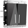 Миниатюра фото выключатель двухклавишный с подсветкой черный акрил werkel w1120148 | 220svet.ru