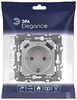 Миниатюра фото розетка эра elegance 14-4108-03 2p+e 16a-250в со шторками с usb type-a+c 5в-3а алюминий б0067741 | 220svet.ru